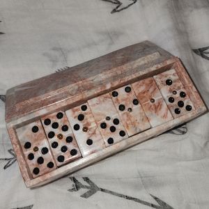 Pink zebra jasper marble/stone domino set